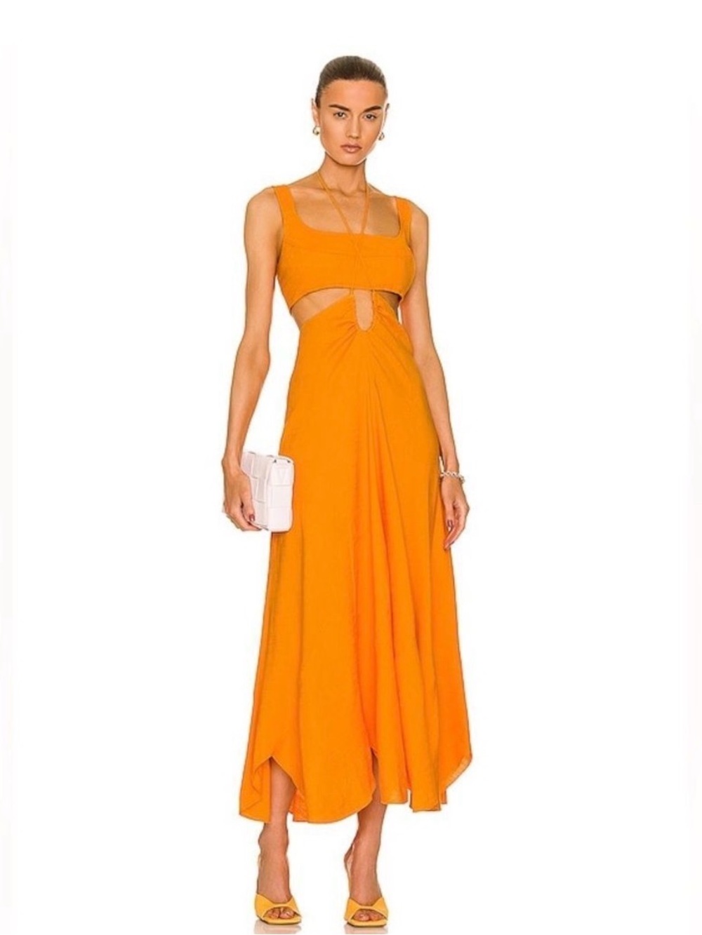 NWOT cult gaia Orange Cutout High-Low Midi Dress